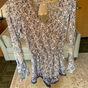 Blue and White Paisley Hollister Romper